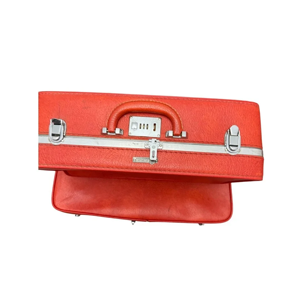 US Elegante Vintage Red Hard Shell Suitcase Mid Century Retro Luggage 21 Inch
